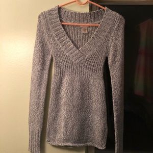 Pretty V-Neck silver and shiny sweater size small